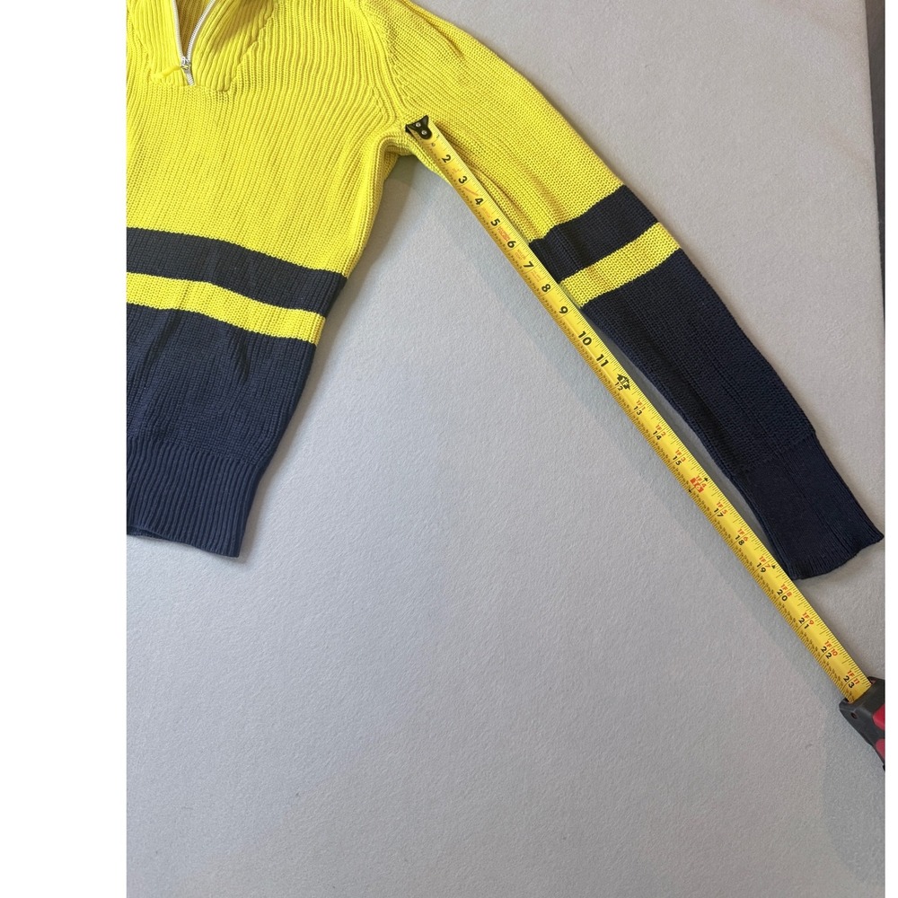 Lauren Active Ralph Lauren Yellow Navy Striped Quarter Zip Sweater S - Picture 6 of 7